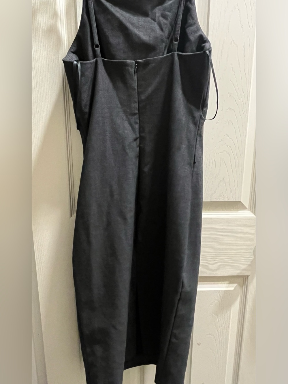 Vtg BEBE Dark Charcoal Formal Dress with Spaghetti Straps - Picture 3 of 4